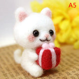 HULIANFU Non-Finished Felt Kit Cute Animal Collection Panda Squirrel Cat Penguin Doll Wool Felt Poked Kitting DIY Felting Materials