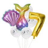 HULIANFU Little Mermaid Party Balloons 32inch Number Foil Balloon Kids Birthday Party Decoration Supplies Baby Shower Decor Helium Globos