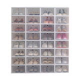HULIANFU Wholesale 24pcs Shoe Box Set Classic White Foldable Storage Plastic Clear Home Organizer Shoe Rack Stack US CA&amp;NJ warehouse