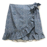 hulianfu Women Skirt  Summer New High Waist Lace Up Elastic Short Skirt Ruffled Irregular Leopard Print Zipper Skirt Casual Beachwear