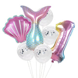 HULIANFU Little Mermaid Party Balloons 32inch Number Foil Balloon Kids Birthday Party Decoration Supplies Baby Shower Decor Helium Globos