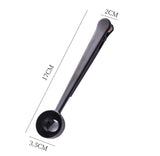 HULIANFU Two-in-one Stainless Steel Coffee Spoon Measuring Spoon Milk Powder Spoon With Seal Clip Kitchen Baking Scale Spoon Accessories