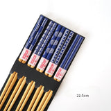 HULIANFU Reusable 5 Pair Set Handmade Bamboo Japanese Natural Wood Chopsticks Sushi Food Cat Flower Multi color Wooden Chop sticks