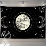 HULIANFU White Black Sun Moon Mandala Starry Sky Tapestry Wall Hanging Bohemian Gypsy Psychedelic Tapiz Witchcraft Astrology Tapestry