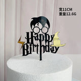 HULIANFU New Cartoon Happy Birthday Acrylic Cake Topper Cute Boy Witch Cake Topper For Kids Birthday Party Cake Decorations Baby Shower