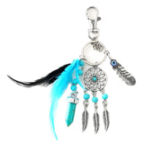 HULIANFU Mini Car Dream Catcher Beaded Natural Feathers Handcraft Chic Hanging Ornaments Mirror Room Bedroom Wall Decor