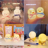 HULIANFU W&amp;G Kawaii Night Light Cartoon Creative Night Light Unplugged Bunny Decoration Bedroom Bedside Lamp Desk Lamp Home Decoration