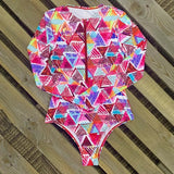 Long Sleeve Print Floral New One Piece Swimsuit Swimwear Women Bathing Suit Backless Swimsuit Vintage Surfing Swim Suit