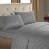 HULIANFU Sheet Set 4 In 1 Fitted Bed Sheet Pillowcases Flat Bed Sheet Stripe Coverlet Ues for Hotel home ( No Filler/Quilt Cover Inside )