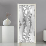 HULIANFU 2023 Modern PVC Door Sticker Self Adhesive Vinyl Silver Water Wave Pattern Waterproof Wall Sticker Home Decor Wallpaper