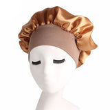 HULIANFU Women Sleeping Caps Bathroom Satin Solid Color Stretch Bonnets Hair Hat for Daily Use and Beauty