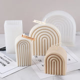 HULIANFU New Art Geometric Rainbow Arch Candle Silicone Mold 3D Handmade Craft Aromatherapy Candle Soy Wax Mould Making Supplies
