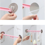 HULIANFU Organizer Hook Plastic Bathroom Sucker Vacuum Frame Towel Double Adjustable Wall Tool Shelves Flexible Cupboard Holder Hanger