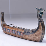 HULIANFU Retro Incense Burner Dragon Boat Incense Stick Holder Traditional Chinese Design Hand Carved Carving Censer Ornaments Home Decor