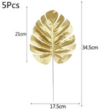 HULIANFU Tropical Palm Leaves Summer Monstera Artificial Silk Turtle Leaves For Home Hawaiian Luau Beach Wedding Party Decor Fake Plants
