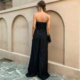hulianfu hulianfu  Black Ball Gown Sexy Tube Top Short Skirt Evening Dress Long Sleeveless High Straight Prom Dress Vestidos De Fiesta De Noche