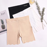 Hulianfu M~4xl Women's Safety Pants Thin Breathable Non-curling Boxer Shorts High Waist Short Pants Plus Size Four-corner Legging Shorts
