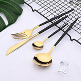 HULIANFU Pink Gold Cutlery Set Stainless Steel Dinnerware Set 24Pcs Knives Forks Coffee Spoons Flatware Set Kitchen Dinner Tableware Set