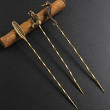 HULIANFU Retro Brass Cigar Pass Needle Cigar Smoker Portable Dredge Drilled Creative Carving Spiral Ventilation Needle Cigar Tool