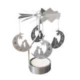HULIANFU Silver Gold Candlesticks Rotating Romantic Rotation Spinning Carrousel Tea Light Candle Holder Dinner Wedding Bar Party