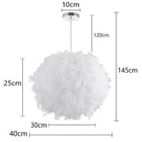 HULIANFU Mordern Feather Pendant Lamp E27 Lamp Holder Fairy Hanging Lamp Goose Feather Bedroom Dining Room Loft Chandelier Ceiling Light