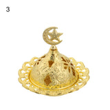 HULIANFU Luxury Hollow Buddhism Golden Home Decor Arab Style Censer Holder Tower Incense Burners Metal Incense Burner