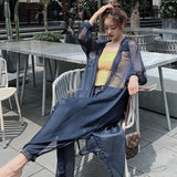 Hulianfu Women Blouse Sun Protection Fashion Long Lantern Sleeve Outerwear Sheer All-match Thin Beach Street Comfort Korean Style Leisure