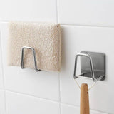 HULIANFU Kitchen Stainless Steel Sink Sponges Holder Self Adhesive Drain Drying Rack Kitchen Wall Hooks Accessories Storage Organizer