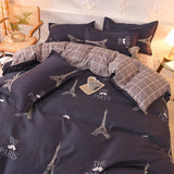 HULIANFU Orange Bedding Set Girls Boys Bed Linen Sheet Plaid Duvet Cover 240x220 Single Double Queen King Quilt Covers Sets Bedclothes