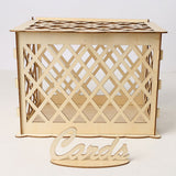 HULIANFU Wedding Card Boxes Wooden Box Wedding Supplies DIY Couple Deer Bird Flower Pattern Grid Business Card Wooden Box