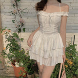 Summer Kawaii Party Strap Dress Women Casual Holiday Beach Sexy Mini  Dress Designer Ruffles Sweet Princess Fairy Dress Y2K