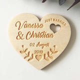 HULIANFU Personalized Wedding Laser Heart Save the Date Magnets,Custom wood rustic save the date,party favors gifts