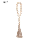 HULIANFU Wood Bead Garland Farmhouse Wall Hanging Home Decor DIY Handmade Garland with Jute Rustic Wall Tassel Bead Ornament Boho Gift