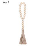 HULIANFU Natural Wood Bead Garland With Jute Rustic Wall Hanging Tassels String Handmade Garland Farmhouse Ornament DIY Home Decoration