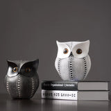 HULIANFU Nordic Style Owls Ornament Owl Resin Craft Lovely Bird Miniatures Figurines for Home Decor Living Room Bedroom Office Decoration