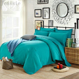 HULIANFU Pure Color Double Duvet Single Twin Comforter Bedding Set 2/3 Bed Cover Set King Queen Size Bed Box Duvets Linen Quilt Cover