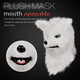 HULIANFU Movable Mouth Fox Head Mask Animal Panda Tiger Husky Orangutan Artificial Fur for Halloween Costumes Party