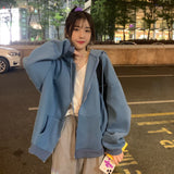 Women Hoodie Harajuku Korean Version Loose Oversized Sweatshirts Solid Color Long-sleeved Hooded Sweatshirt Student Girl Top
