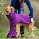 HULIANFU Pet Clothes Dog Towelling Drying Super Absorbent Robe Soft quick drying Polyester Sleepwear Coat Warm Apparel