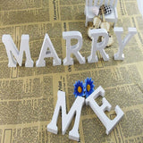 HULIANFU White Wood Letter Alphabet DIY Personalised Name Design Art Crafts Free Standing Xmas Birthday Wedding Party Home Decoration