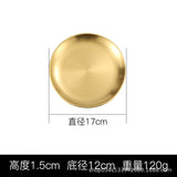 HULIANFU Korean stainless steel thickened disc Golden Cafe Tray Fruit Plate Cake Plate Bone Dish Dish Dish Shallow Plate