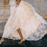 hulianfu  Vintage Champagne Lace Bohemian Wedding Dress A Line Cap Sleeve Sexy Backless Bridal Gown Vestidos de Novia