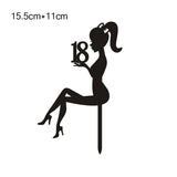 HULIANFU New High Heels Lady Happy Birthday Acrylic Cake Topper Wedding Girls Cake Toppers for 16 18 21 Birthday Party Cake Decorations