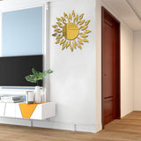 HULIANFU Sun Mirror Wall Sticker DIY Sun Flower Self Adhesive 3D Wall Decal Removable Mural Wallpaper for TV Background Art Home Decor