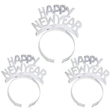 HULIANFU 2023 3pcs Happy New Year Headband Glitter Gold Silver Hairbands Photo Props For New Year Eve Christmas Party Hair Hoop Accessories