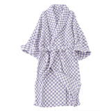 HULIANFU Luxurious Towels Plaid Retro Checkerboard Cotton Bathrobe Women Robe Soft Sleepwear Kimono Warm Bath Robes Coat Towel Homewear