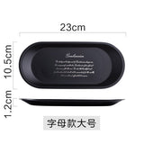 HULIANFU Stainless Steel Black Tea Tray Plate Dessert Cake Fruit Dish Letter Plates Cosmetics Storage Trays Jewelry Display Home Decor