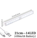 HULIANFU Rechargeable LED Under Cabinet Lighting Closet Light Motion Sensor Kitchen Night Wardrobe With Magnetic Strip For Stairs Bedroom