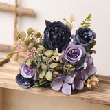 HULIANFU White Silk Artificial Roses Flowers Wedding Home Autumn Decoration High Quality Big Bouquet Luxury Fake Flower Arrangement Bulk