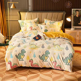 HULIANFU JUSTCHIC Cartoon Dinosaur Duvet Cover Kids Adult Single Queen King Size Quilt Cover Pillow Case Winter Warm Comforter Cover